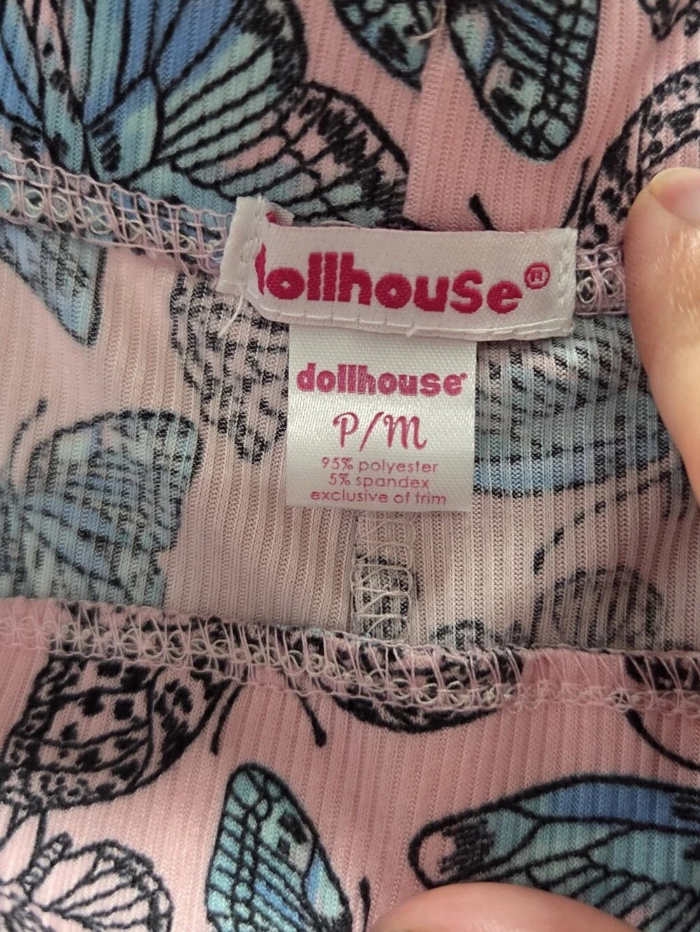 Girls' Pink Butterfly Print Pajama Pants - Light Blue Trim